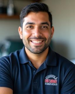 Alex Rivera, Owner and Manager of Magic Hands Car Wash, smiling portrait